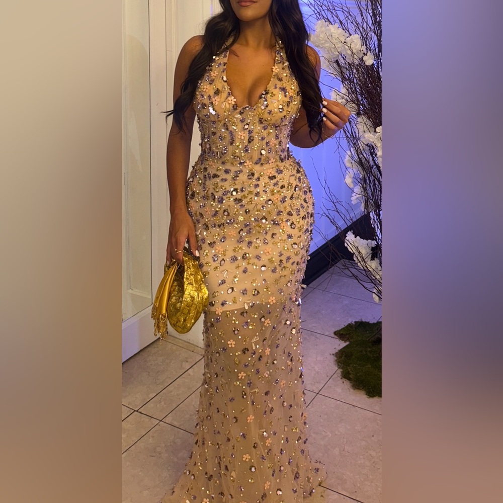 Elegant Sequin Custom Evening Gown